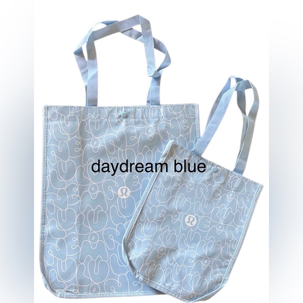 New Lot of 2 LULULEMON School Shopping Tote Bags Small & Large DAYDREAM BLUE